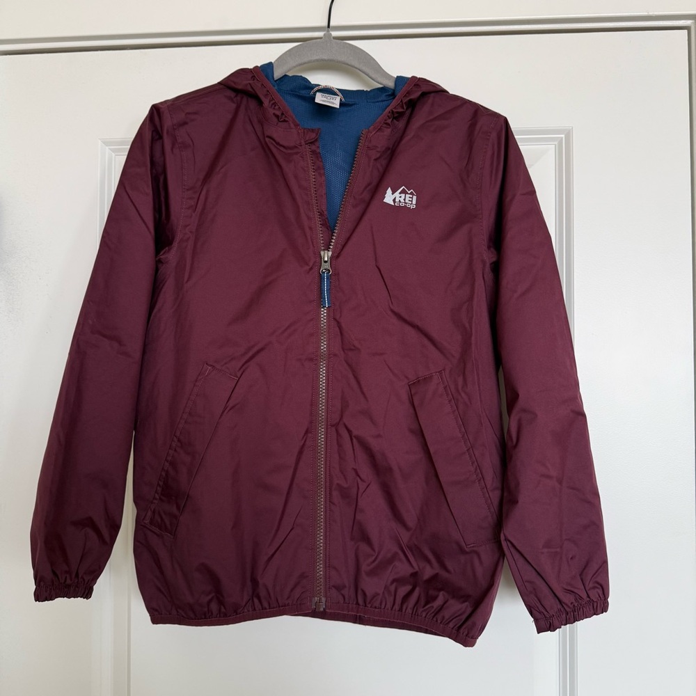 REI Kids Burgundy and Navy Rain Coat Jacket